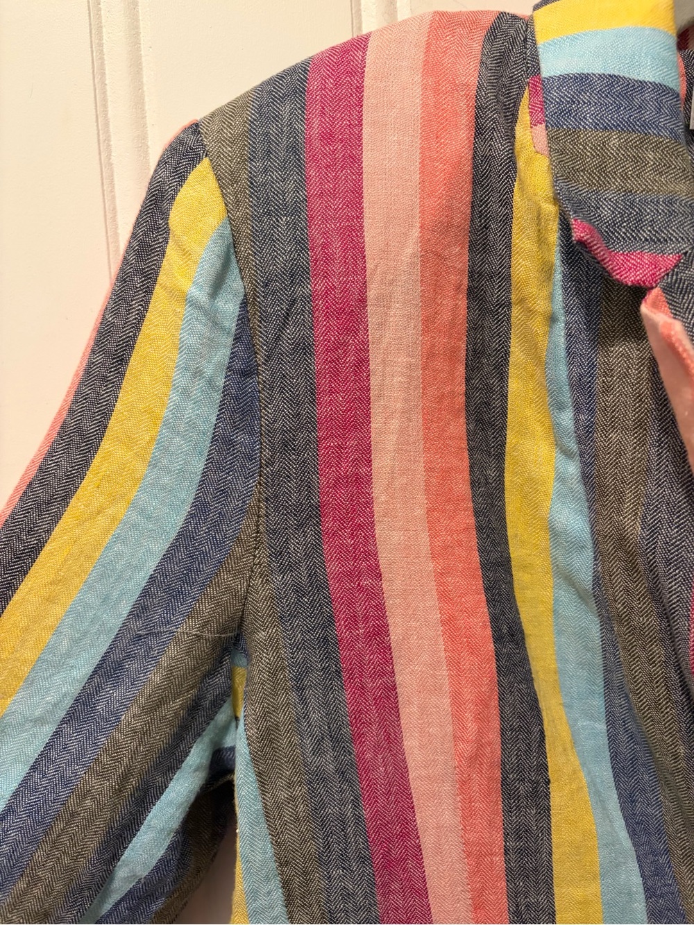Current Air Los Angeles NWT Colorful Striped Linen Blend Blazer Jacket L - Picture 6 of 11